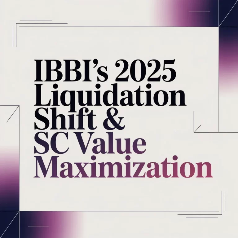 IBBI’s 2025 Liquidation Shift & SC Value Maximization