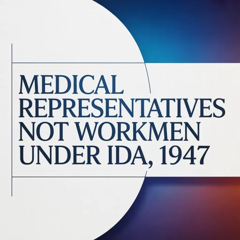Medical Representatives Not Workmen Under IDA, 1947