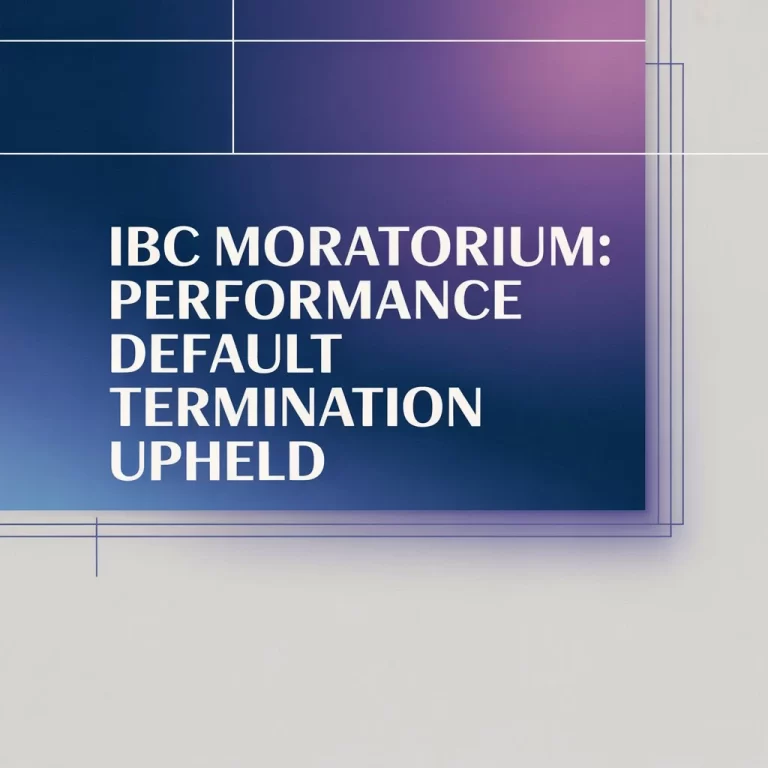 IBC Moratorium Performance Default Termination Upheld