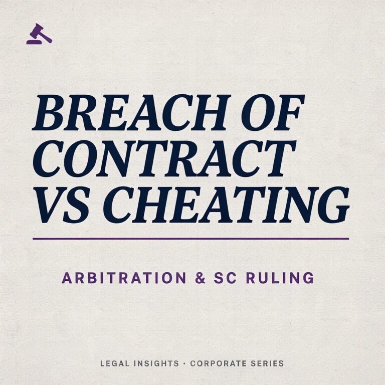 Breach of Contract vs Cheating Arbitration & SC Ruling